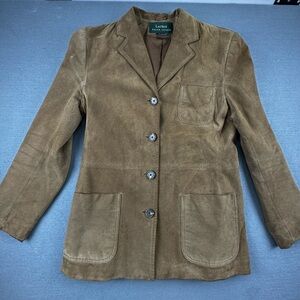 Lauren Ralph Lauren Suede Blazer Brown Vintage Tailored Jacket Small